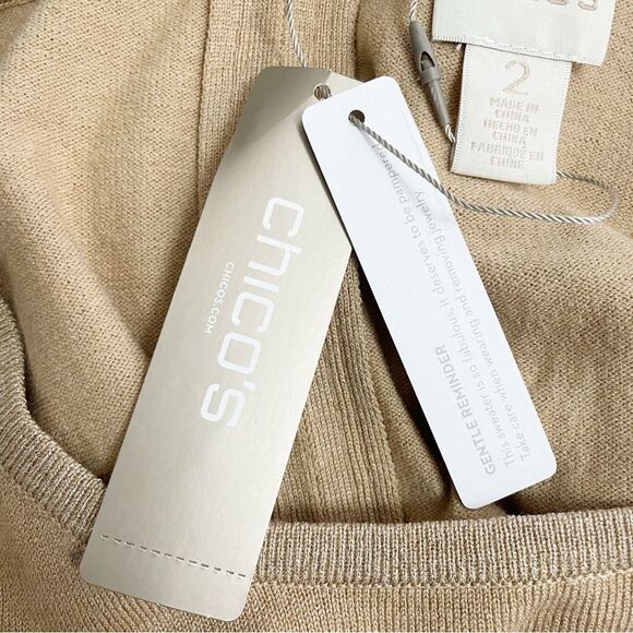 NWT Chico’s Shine-Trim Mindy Pullover in Heather Arabian Camel Size 2 | Large - Picture 10 of 14